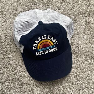 Life Is Good Kids Navy & White Mesh 'Take It Easy' Embroidered Cap